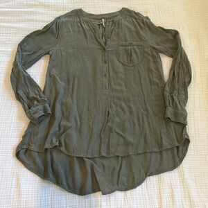 Free People Popover Button Up Long Sleeve Tunic Blouse Shirt XS (runs large)